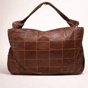 Vintage Uruguay Leather Patchwork Hobo Bag | Early 2000s | Brown Artisan Leather